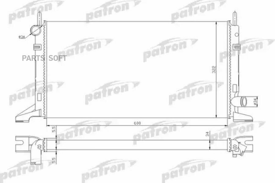 Радиатор Системы Охлаждения Паяный Ford: Escort, Orion 1.4-1.8D, 86-90 PATRON арт. PRS3321