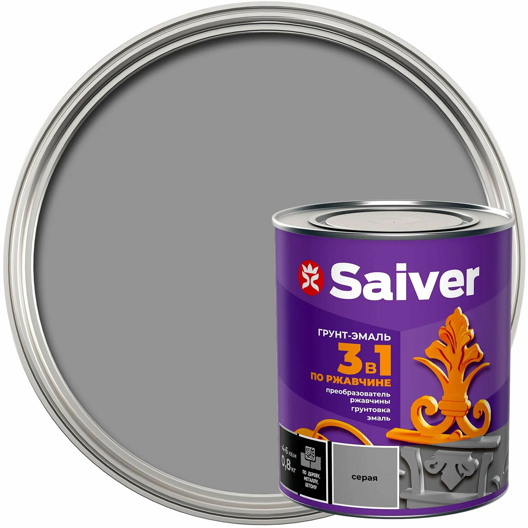 Антикоррозионная эмаль Saiver цвет серый 0.8 кг