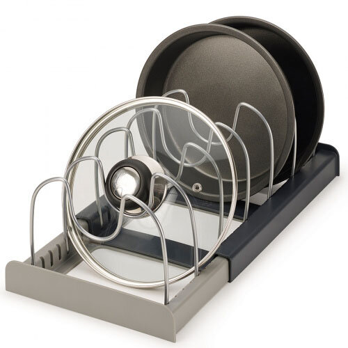 Раздвижная подставка для крышек и сковородок серая кухонный органайзер подставка для посуды держатель для крышек и сковородок