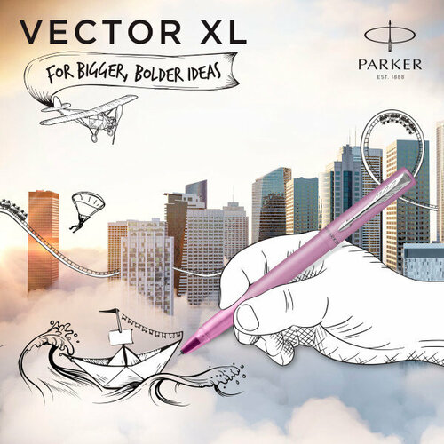 Ручка роллер Parker Vector XL (CW2159778) Lilac CT F черн. черн. подар. кор.