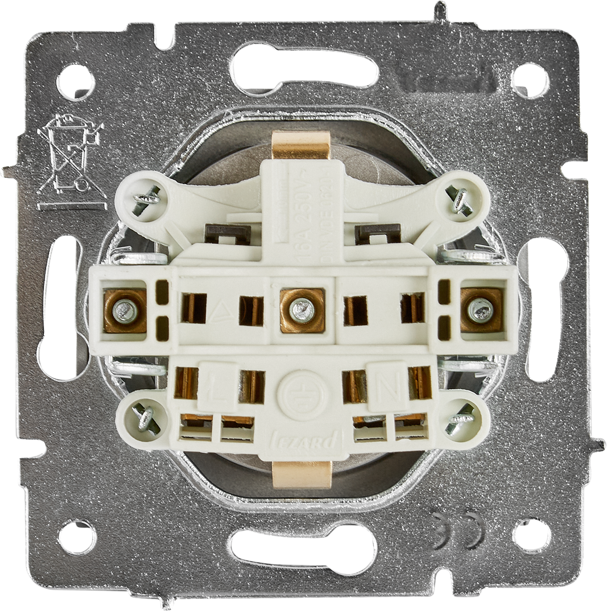 Розетка 1-м СП Vesna с заземл. защ. шторки ПБТ механизм платина LEZARD 742-3588-124B - фотография № 9