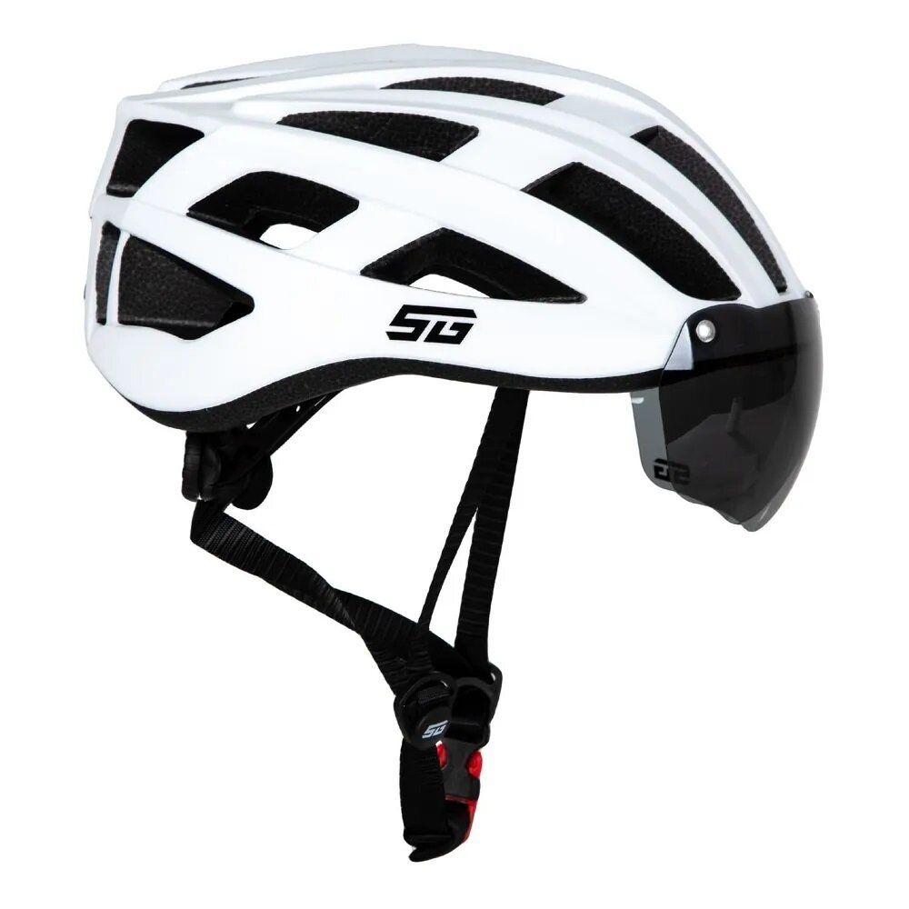 Шлем с фонарем и визором STG TS-33 M (54-58) см белый Х112445