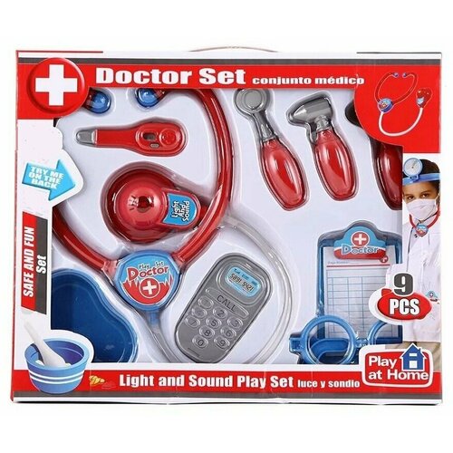 Детский игровой набор доктора со звуком и светом (9 предметов) в коробке, 661-202 ролевые игры наша игрушка игровой набор доктора со светом и звуком 11 предметов