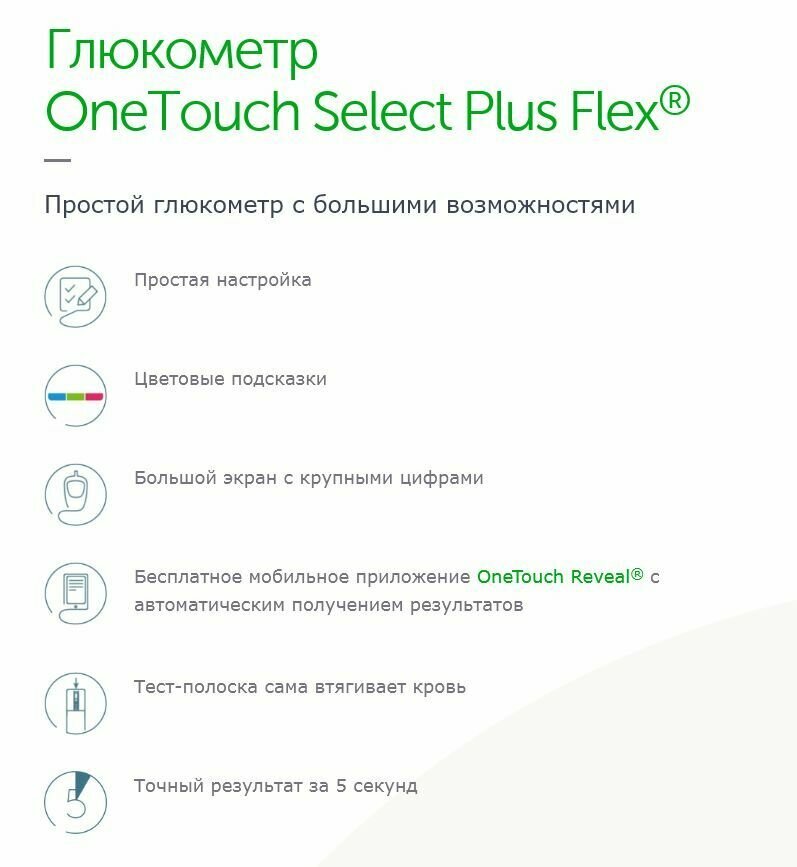 Глюкометр OneTouch Select Plus Flex с прокалывателем и ланцетами