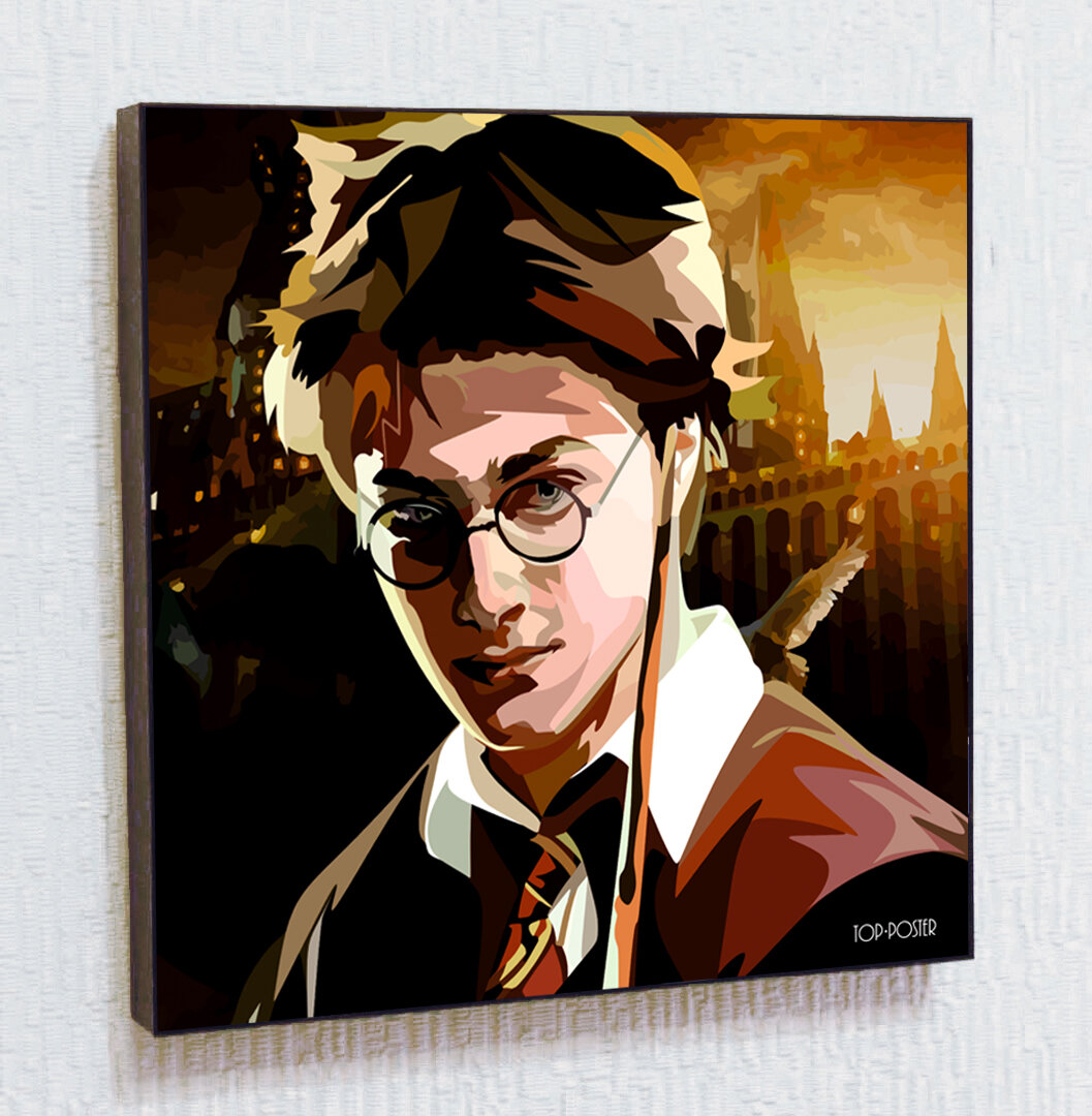 Картина постер Гарри Поттер в стиле ПОП-АРТ в рамке с креплением / Top Poster