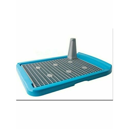 MAKAR Лоток для собак со столбиком, голубой, 40х60 см