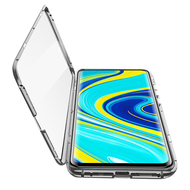 Чехол-бампер MyPads для Samsung Galaxy A10 SM-A105F (2019) противоударный магнитный из закаленного стекла и металла серебристый