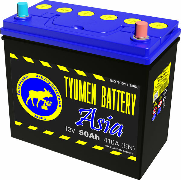 Аккумулятор автомобильный TYUMEN BATTERY Asia 6СТ-50 обр. (60B24L) 236x127x225