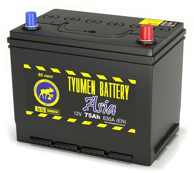 Аккумулятор автомобильный TYUMEN BATTERY Asia 6СТ-75 обр. (80D26L) 261x173x225