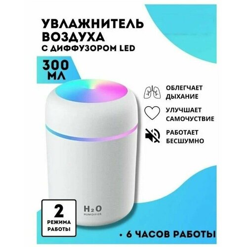 Увлажнитель воздуха H2O Аромадиффузор-ночникУльтразвуковой освежитель-увлажнитель воздуха с подсветкой ночник Белый 99000₽
