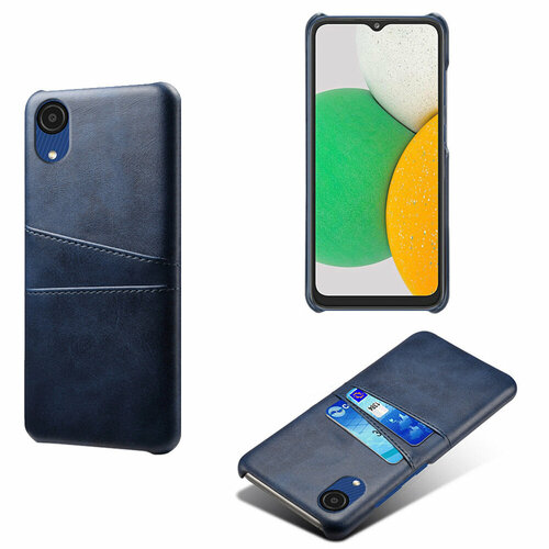 Чехол накладка панель бампер MyPads Buffalo scomparto для Samsung Galaxy A03 Core (SM-A032) 2021 из эко-кожи с отделениями для банковских карт синий