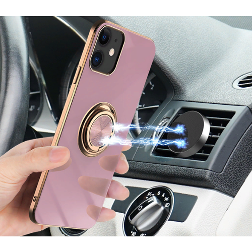 Защитный чехол-бампер MyPads Metallo e vetro для iPhone 14 на металлической основе с закаленным стеклом на заднюю крышку телефона и магнитным держа.