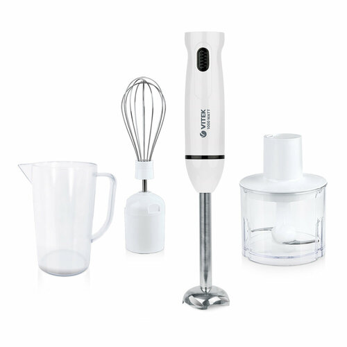 Блендер погружной 1000ВТ 4ПРЕДМЕТА чаша 05Л мерн стак 08Л 1 РЕЖ МЕТ нога VITEK 357300₽