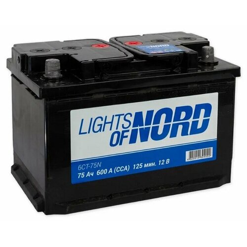 Аккумулятор автомобильный Lights of Nord 75 А/ч 600 А прям. пол. Росс. авто (278x175x190)