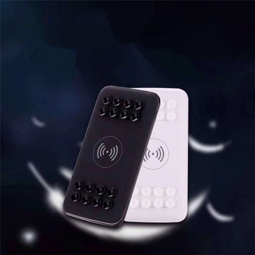 Внешнее портативное зарядное устройство MyPads Повербанк, Power Bank 10000mah с функцией беспроводной зарядки на присосках черный — фото 1