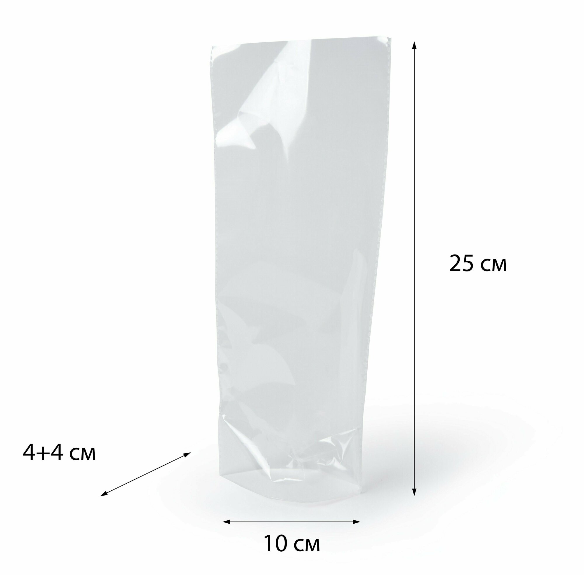 Пакет упаковочный бопп, 10х25 см, с донной складкой 4+4 см, ультрапрочный, 40 мкм, 100 шт. - фотография № 2
