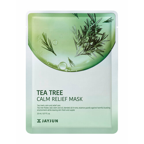 Успокаивающая тканевая маска для лица с чайным деревом JayJun Tea Tree Calm Relief Mask 23 мл . уход за лицом village 11 factory набор успокаивающих тканевых масок с чайным деревом daily fresh up mask tea tree