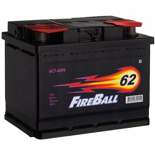 Аккумулятор автомобильный Fire Ball 62 А/ч 530 А прям. пол. Росс. авто (242x175x190)