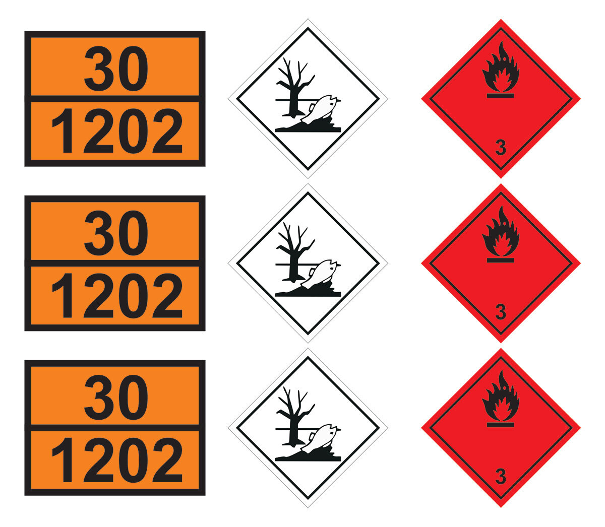 Набор наклеек для перевозки "Дизельное топливо 30 / 1202"