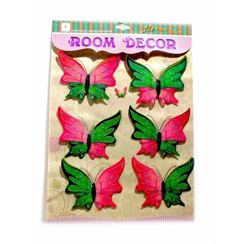 Наклейки Декоративные, Цветные Бабочки 3D, для стен и мебели, для интерьера, интерьерные, декор для дома, подарок