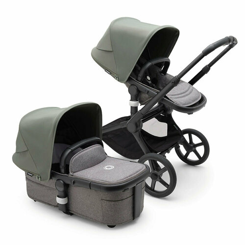 Коляска 2в1 Bugaboo Fox 5 Black, цвет Grey Melange / Forest Green дождевики для люльки и прогулочного блока коляски mutsy nio 2в1