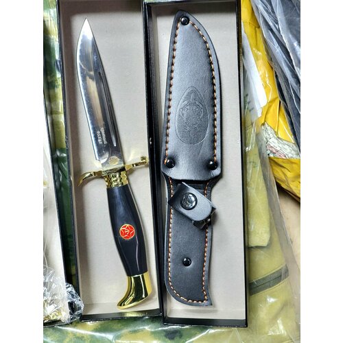 фото Нож финка нквд ручной работы черный туристический с чехлом для , охоты и коллекционирования (модель 4) кизляр