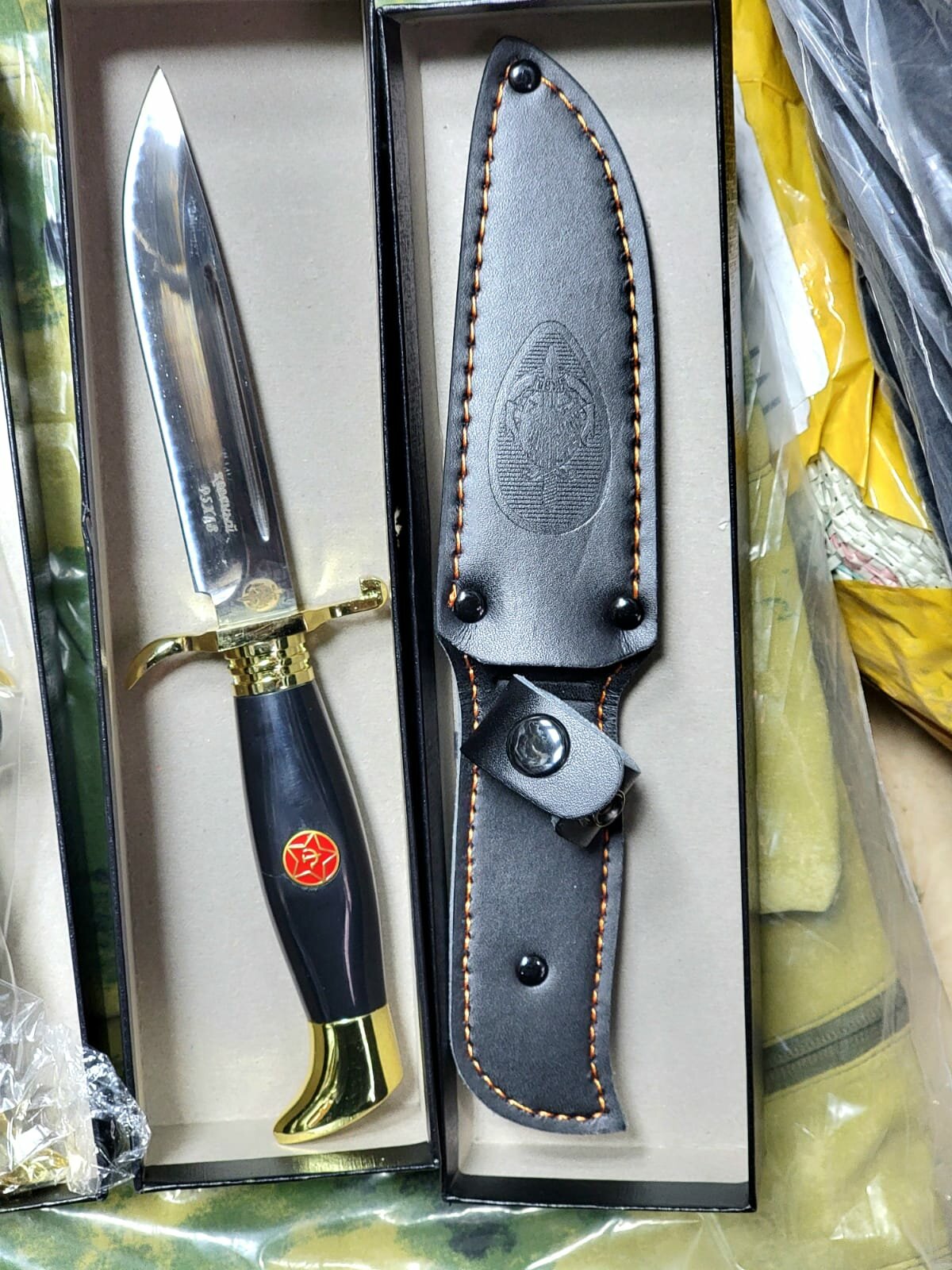 Нож финка НКВД ручной работы черный туристический с чехлом для , охоты и коллекционирования (модель 4)