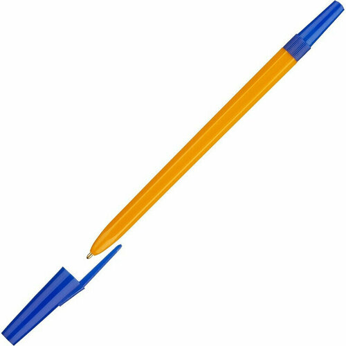 Ручка Ручка шариковая Школьник, цвет чернил синий 1 мм, оранжевый корпус - 16 шт