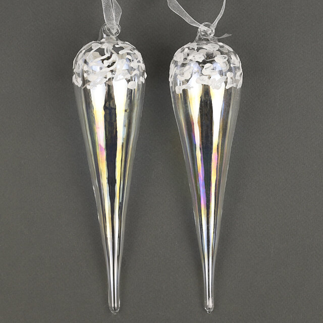 Набор стеклянных елочных игрушек Сосульки Junowani 22 см, 2 шт, подвеска, Kaemingk, 061039