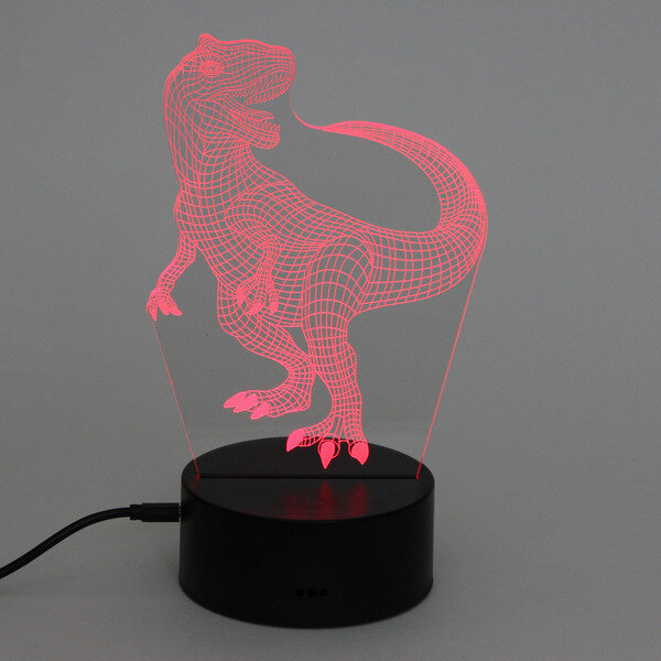 Светильник ночник «3D-Динозавр» на пластиковой подставке, с включателем USB - фотография № 4