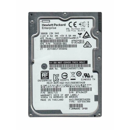 Жесткие диски HP Жесткий диск HP 3PAR STORESERV 8000 300G B SAS 15K SFF HKCF0300S5xeN015 8514800₽