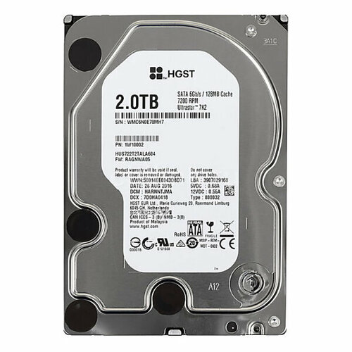 Жесткий диск 35 2Tb WesternDigital Ultrastar DC HA210 HUS722T2TALA604 7200rpm 128Mb SATA3 1456700₽