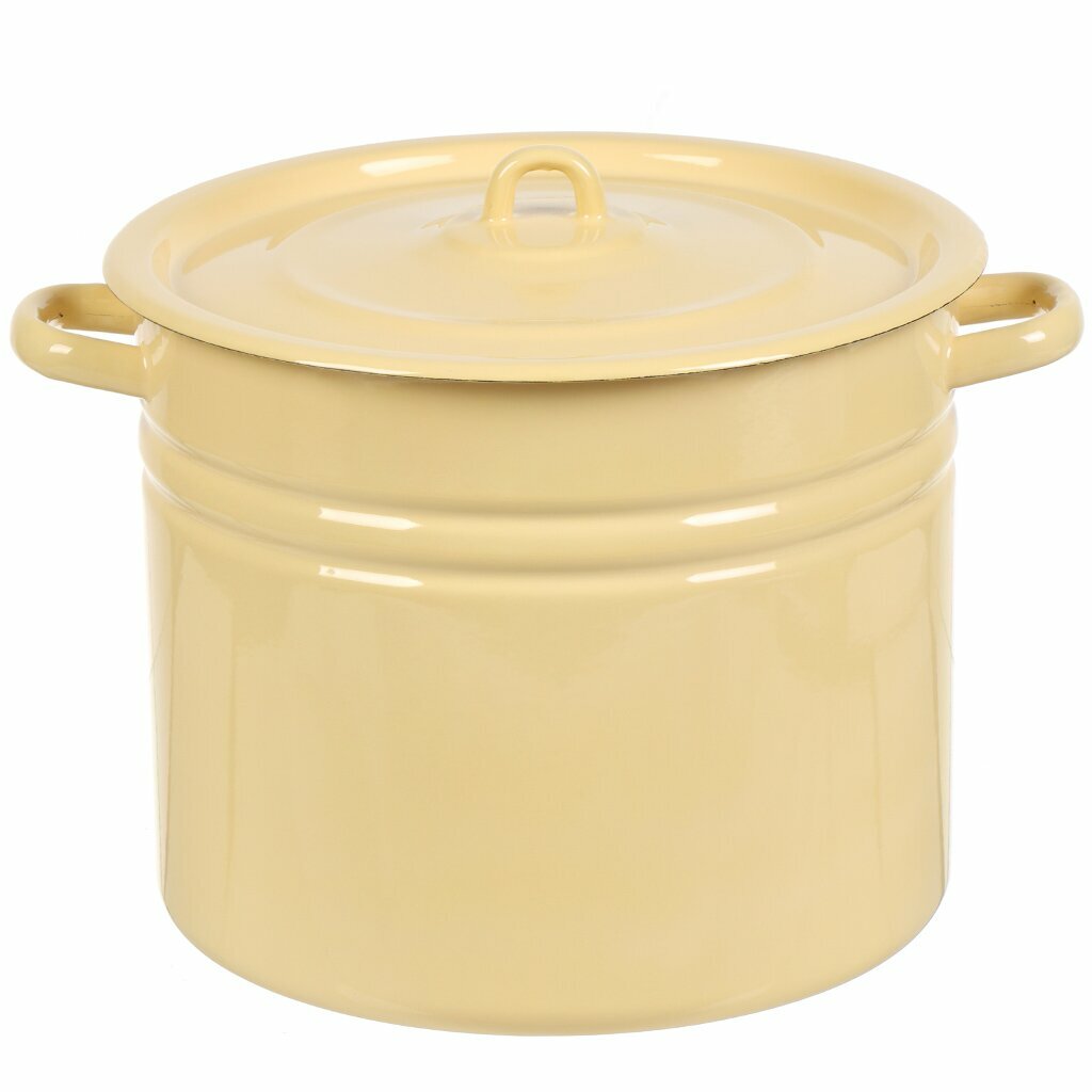 фото Кастрюля эмалированная сталь, 14 л, с крышкой, крышка сталь, цилиндр, Сибирские товары, С41626. з/П/СГ, зеленый рябчик, палевый, серо-голубой