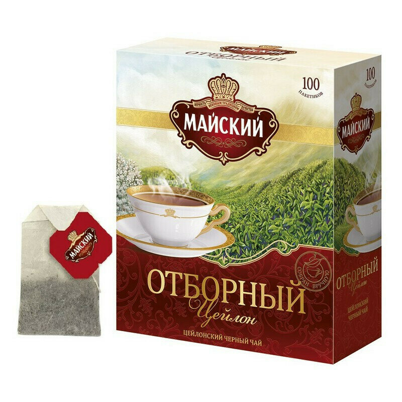 Чай в пакетиках Чай Майский черный Отборный 100пакх2г 724403