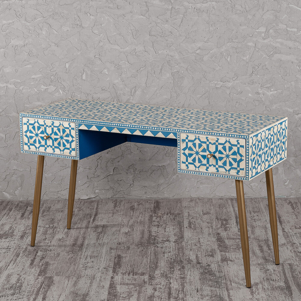 Стол письменный Décor of Today "Бонэ", 135x50x76 см, дерево, инкрустация костью