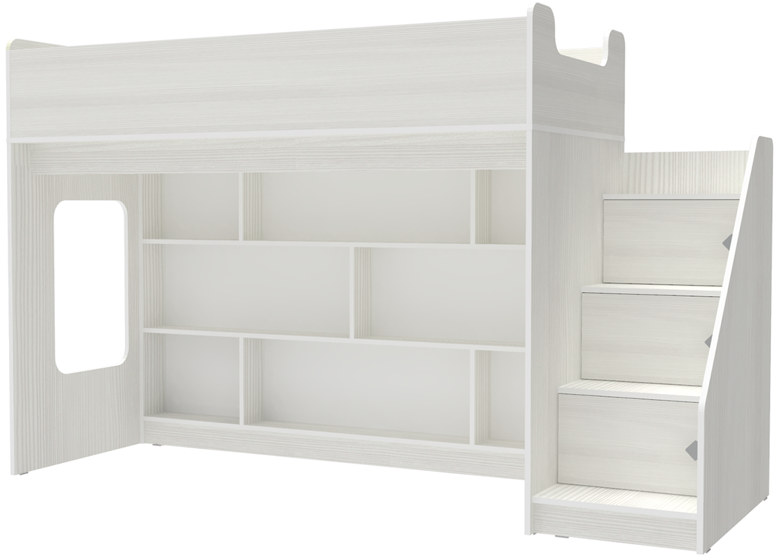 фото Кровать чердак Л 43.3.1 Белое Дерево Белое Дерево