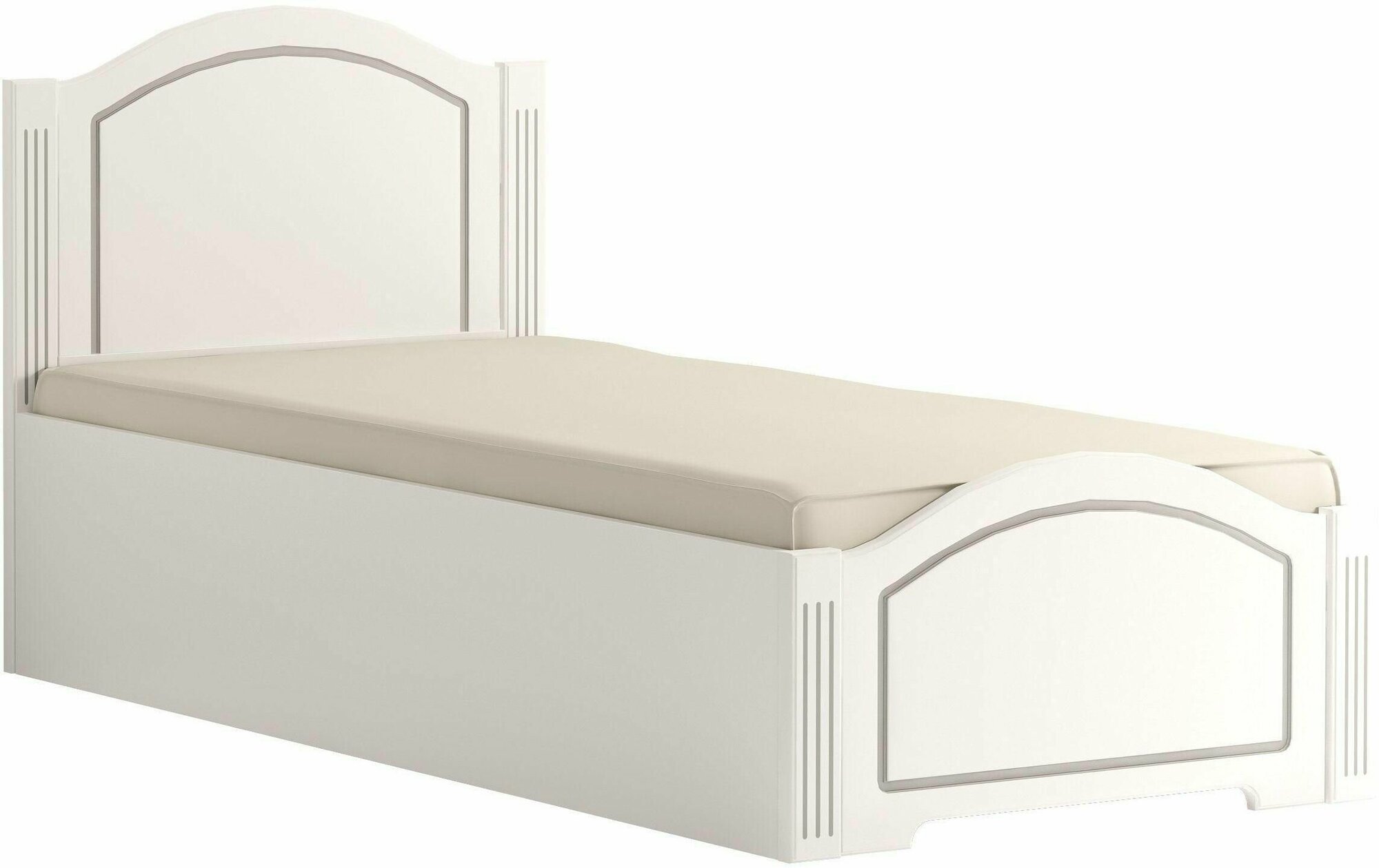 фото Кровать одинарная Ижмебель Виктория 90х200 Белый глянец с порами/белая глянцевая ПВХ пленка