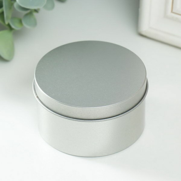 фото Шкатулка металл под свечу "Круглая. Металлик" серебро 7.5х7.5х4.2 см