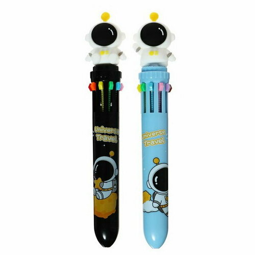 Ручка шариковая автоматическая 10-ти цветная, стержень 0.7мм, астронавтмикс, 36 шт.