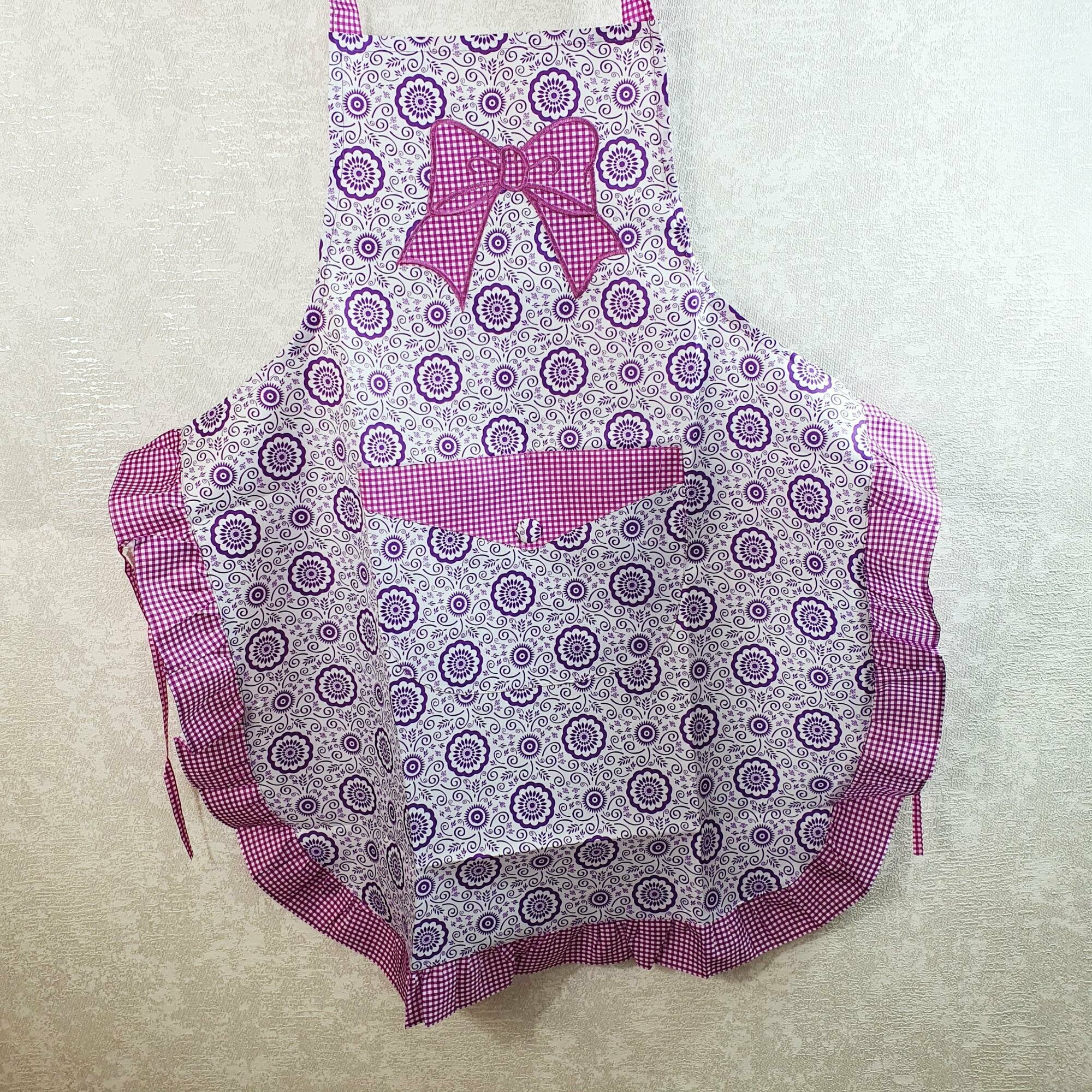 фото Фартук кухонный с бантиком сиреневый 48-52