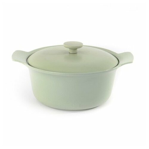 Кастрюля чугунная овальная с крышкой 24см 4,2л (зеленая) Ron