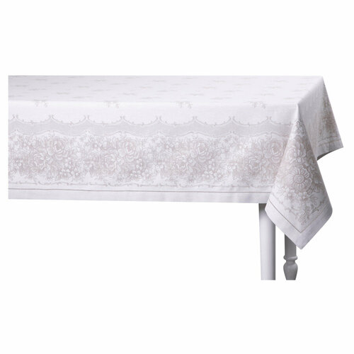 Скатерть прямоугольная Яковлевский жаккард 170х310 см, полулен, бежевая, п/к