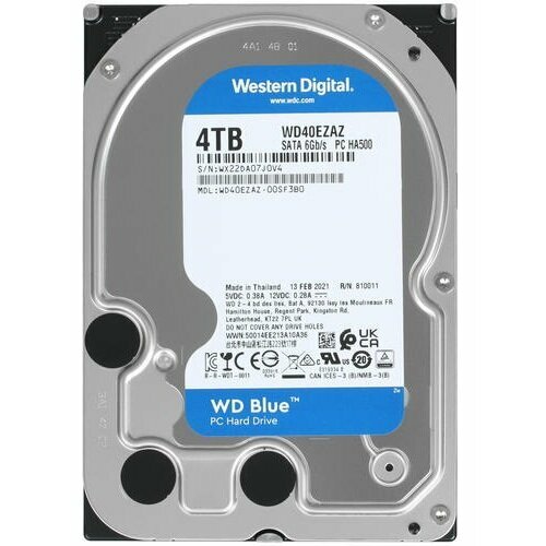 Жесткий диск SATA 4 Tb WD WD40EZAZ Blue Serial ATA III 5400rpm 256Mb buffer 1340000₽
