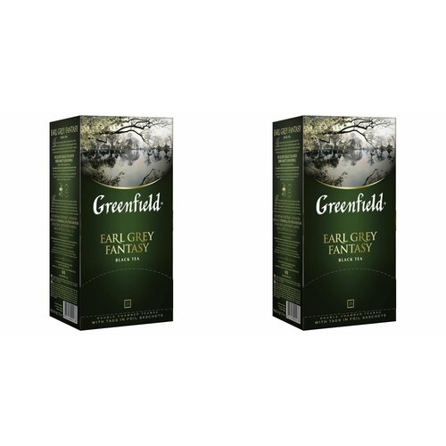 Greenfield Чай в пакетиках Earl Grey Fantasy, черный с бергамотом, 25 шт, 2 уп