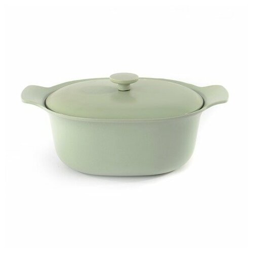 Кастрюля чугунная овальная с крышкой 22*28см 5,2л (зеленая) Ron