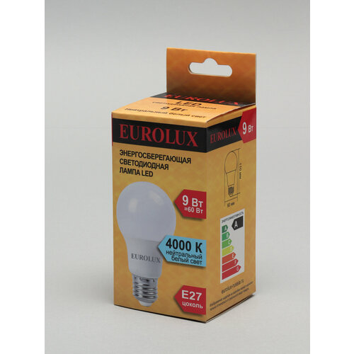 Лампа светодиодная Eurolux Е27 9Вт холодный свет, лампочка цоколь Е27 9Вт