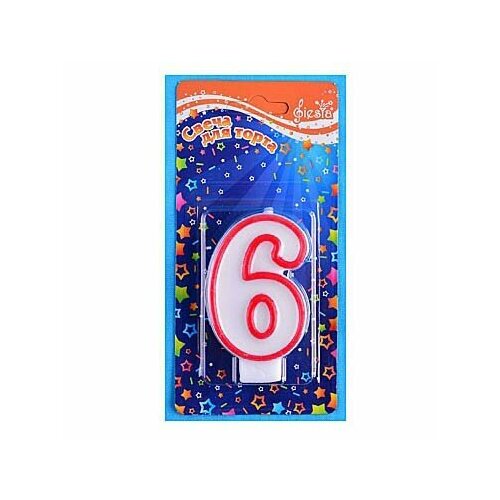 Свеча для торта Цифра 6 двусторонняя 396₽