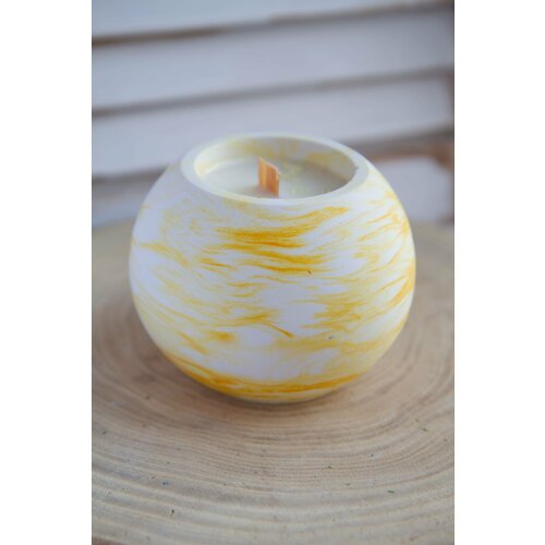 Свеча Шар (бело-желтый) Зелень и Инжир