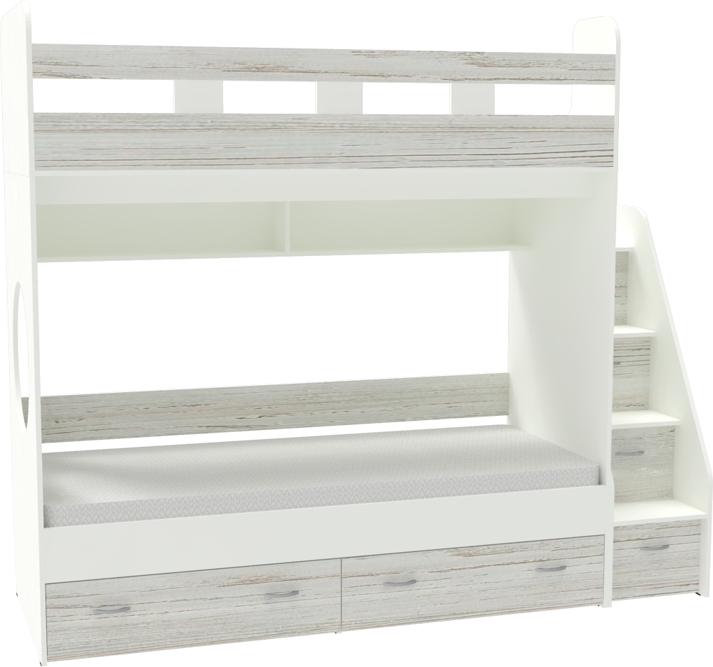 Двухъярусная кровать Юниор 1 90x200 Белый Винтерберг