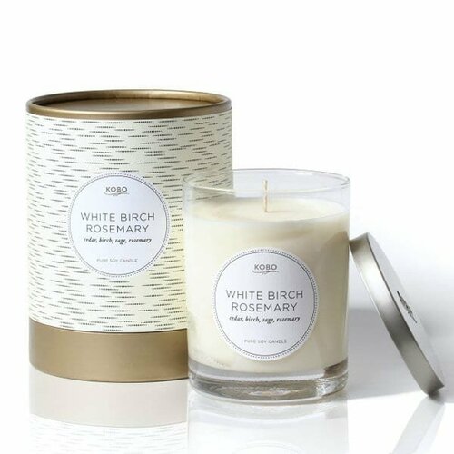 WHITE BIRCH ROSEMARY Большая свеча в стекле, KOBO Candles